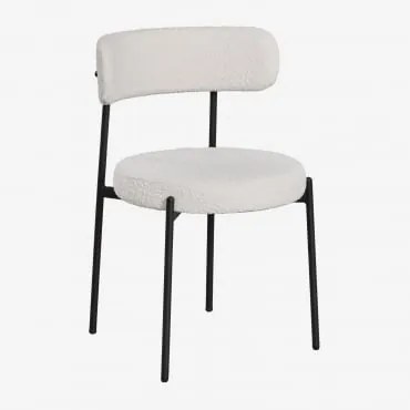 Pacote De 4 Cadeiras De Jantar Estofadas Anisa Negro & Bouclé Branco - Sklum
