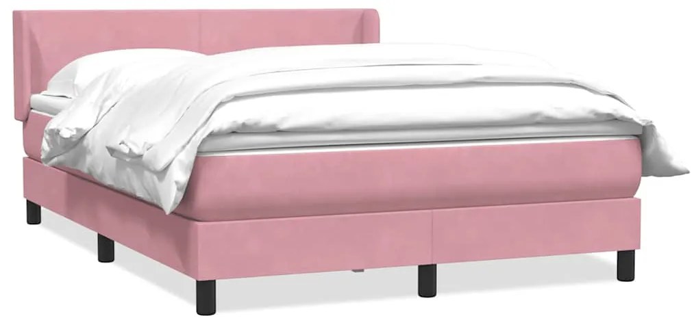 vidaXL Cama com molas/colchão 140x220 cm veludo rosa