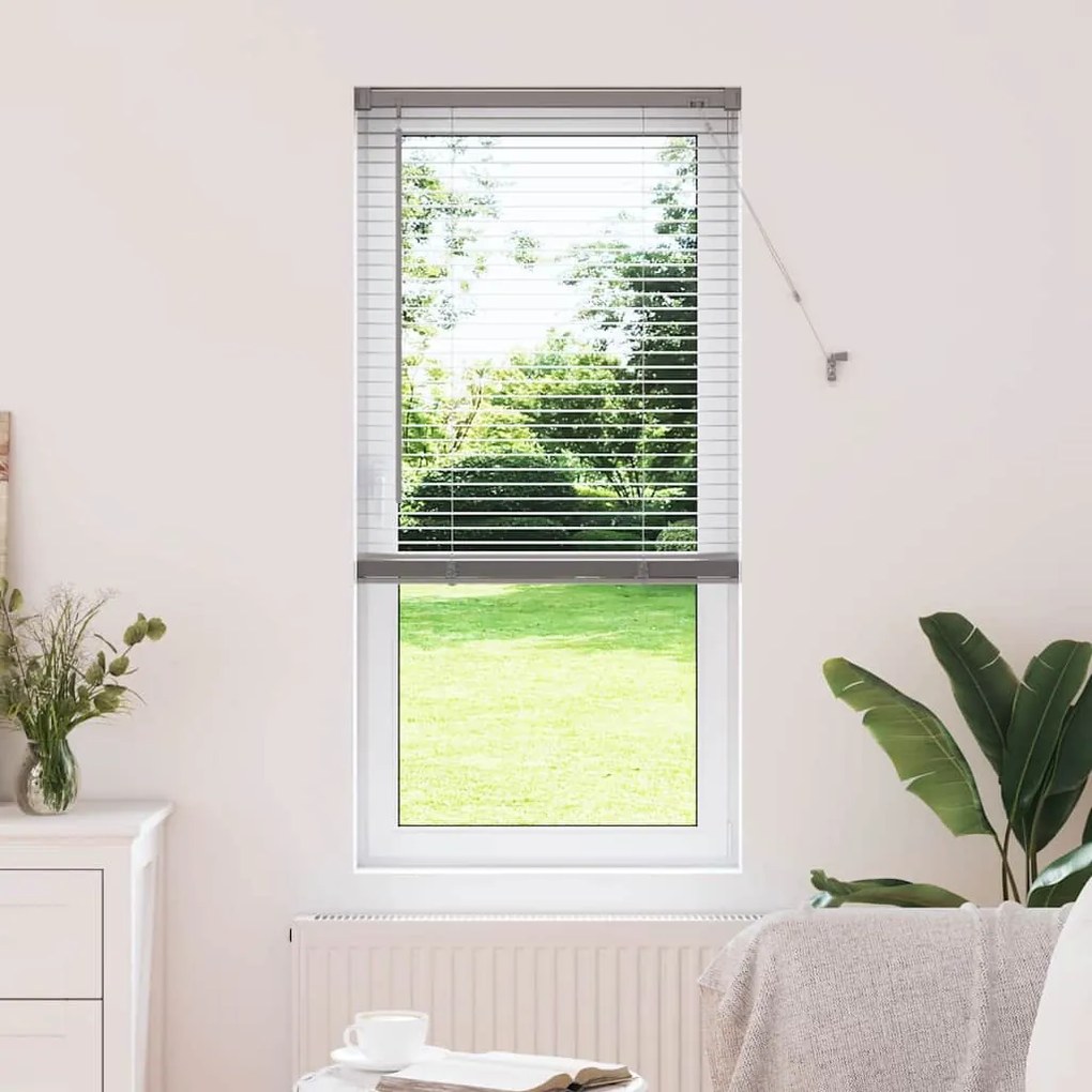 Persiana de Janela com cortinas Manual Prata 80 x 130 cm Alumínio