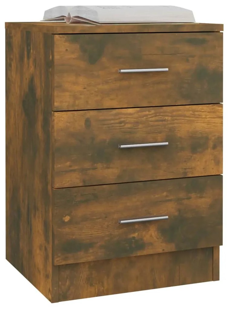 Mesa de cabeceira 2 pcs 38x35x56 cm madeira cor carvalho fumado