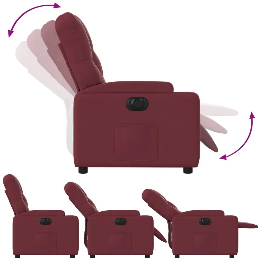 Poltrona elétrica reclinável tecido vermelho tinto