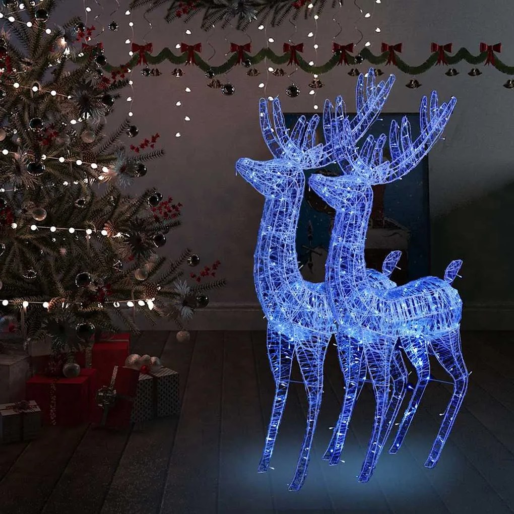 vidaXL Renas de Natal XXL 2pcs 250 LEDs 180 cm acrílico azul