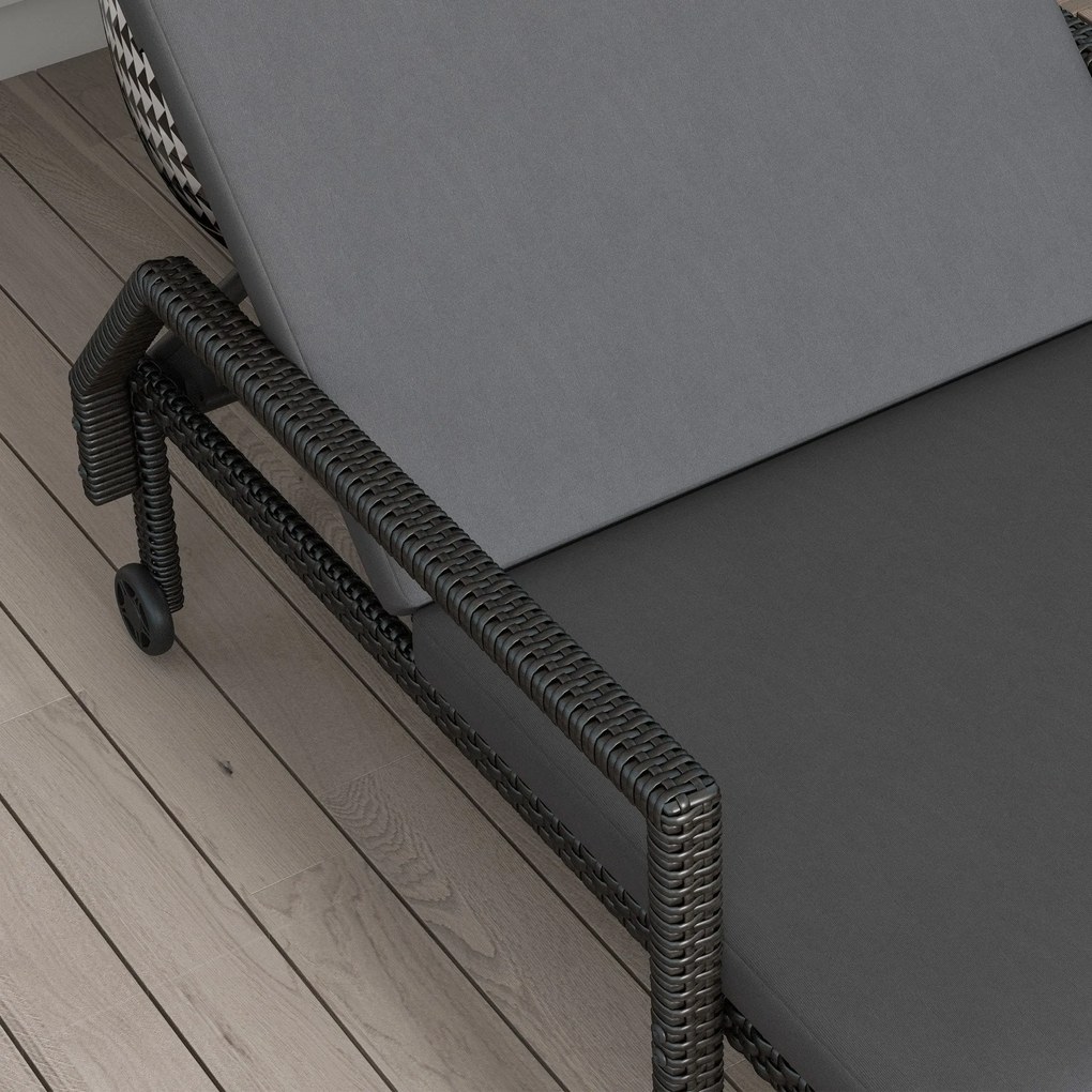 Espreguiçadeira de Vime Chaise Longue de Jardim com Encosto Ajustável