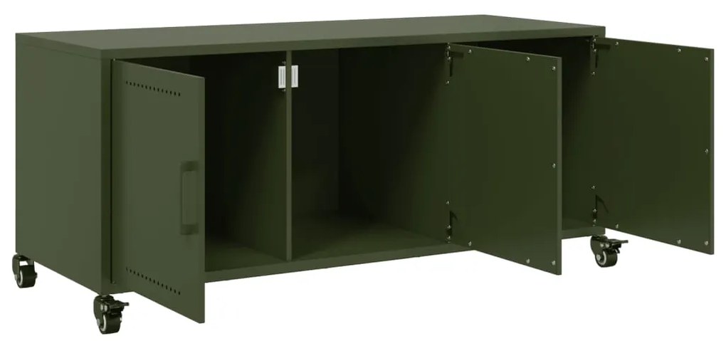 Móvel de TV 100,5x39x43,5 cm aço verde-azeitona