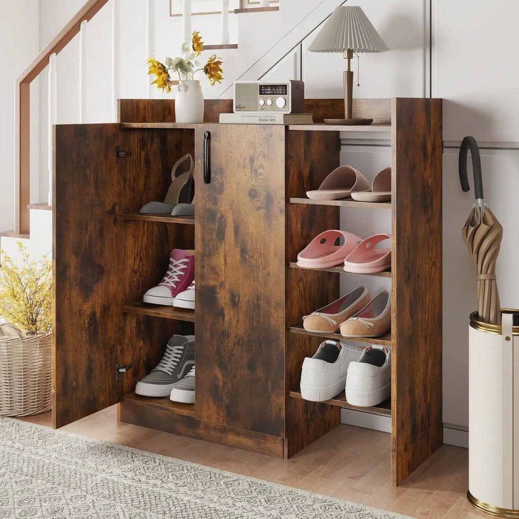 Sapateira 83 x 31,5 x 91 cm para guardar sapatos com prateleiras ajustáveis em 3 posições Castanho