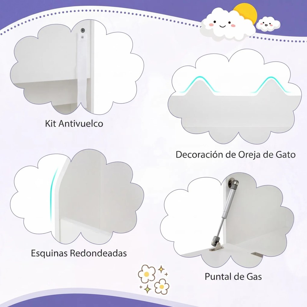 Estante Infantil para Livros e Brinquedos, 69 x 30 x 101 cm, Quadro de Ardósia Integrado, Branco