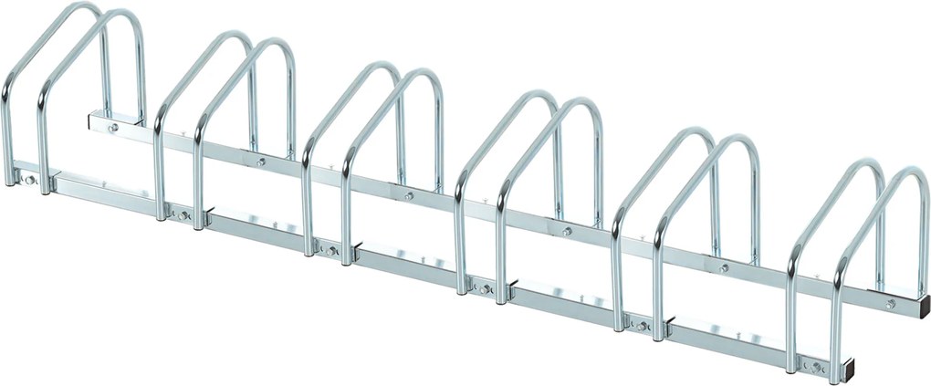 HOMCOM Suporte Estacionamento 6 Bicicletas Aço Resistente Interior Exterior Prático 179x33x27 cm Prata | Aosom Portugal