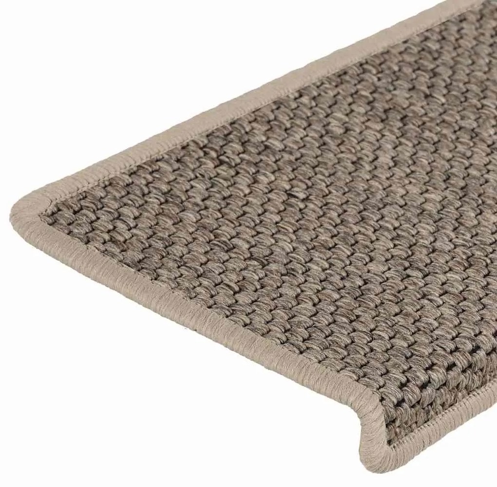 Tapetes escada adesivos aspeto sisal 30pcs 65x21x4 bege-escuro