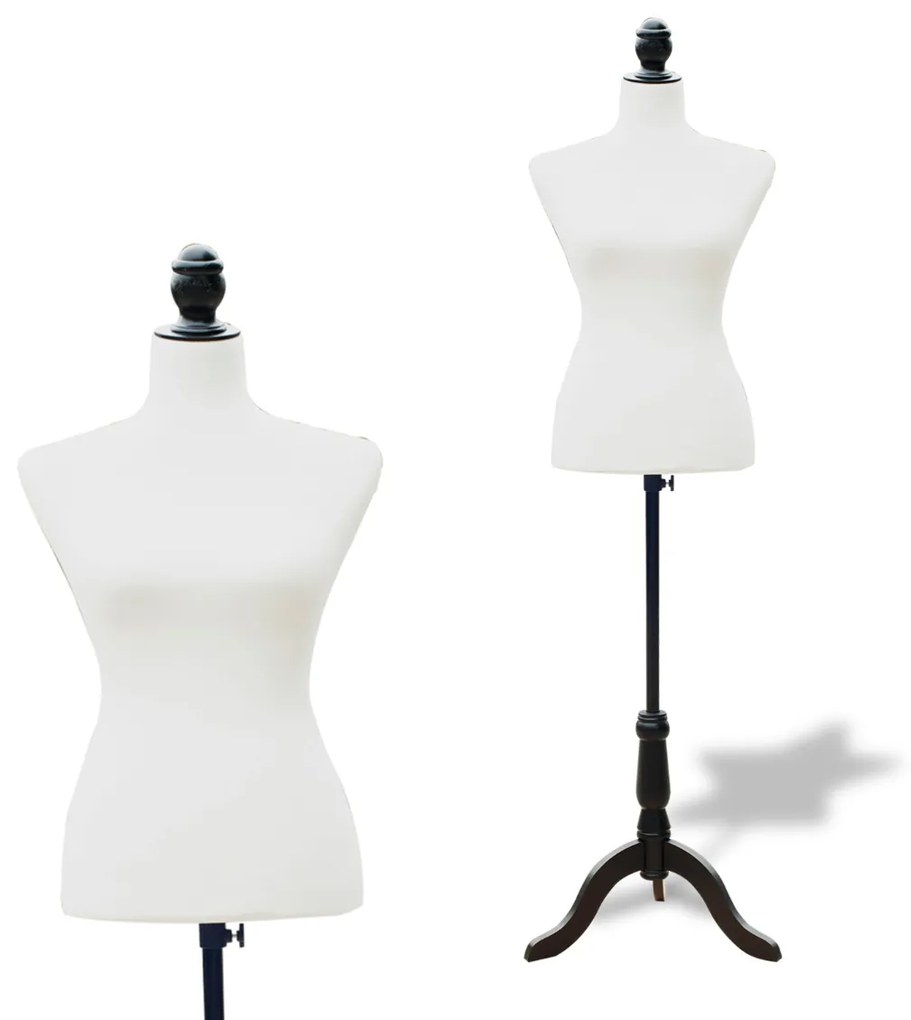 Manequim Feminino de Costura Busto de Senhora para Modistas Exibição Altura Ajustável a 130-168cm Branco
