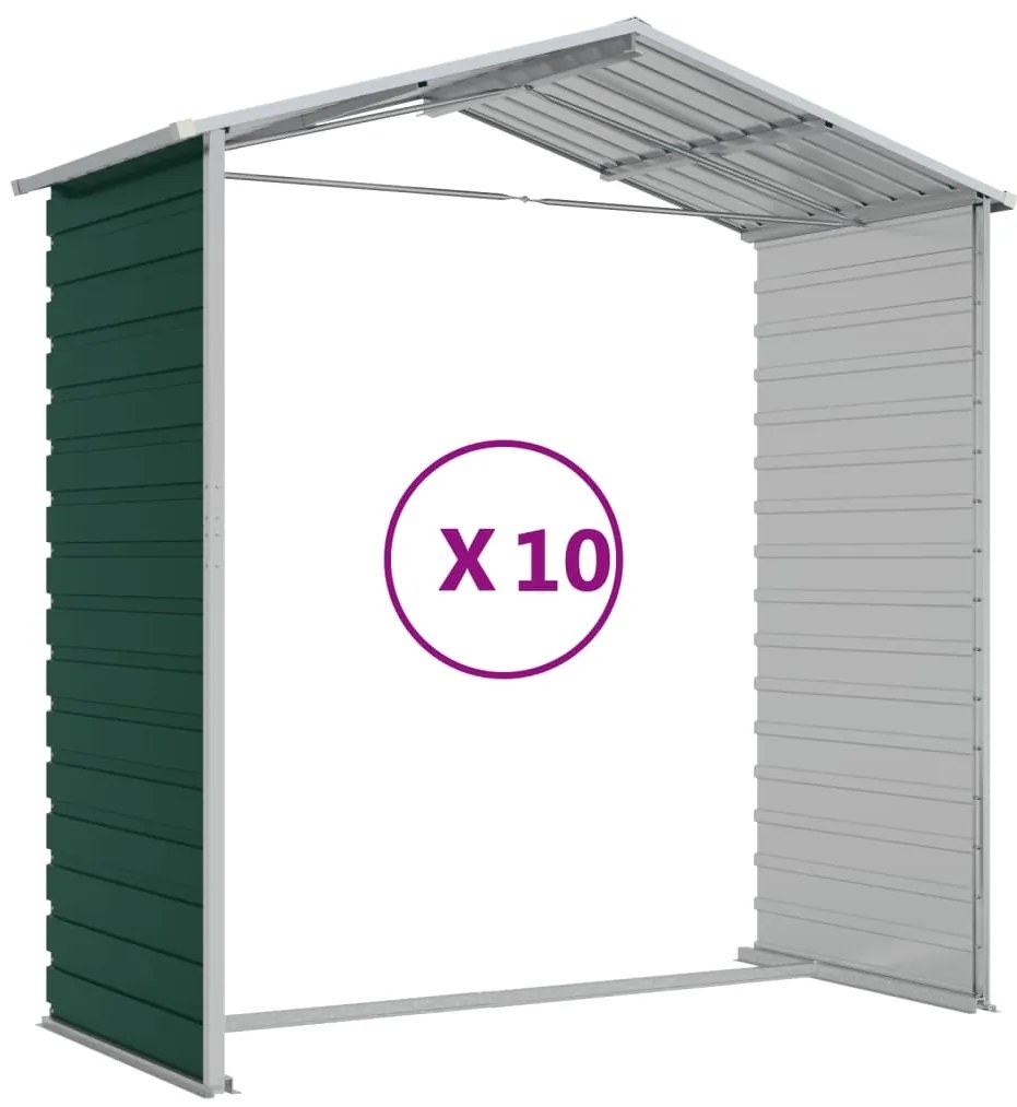 Abrigo de jardim 191x895x198 cm aço galvanizado verde