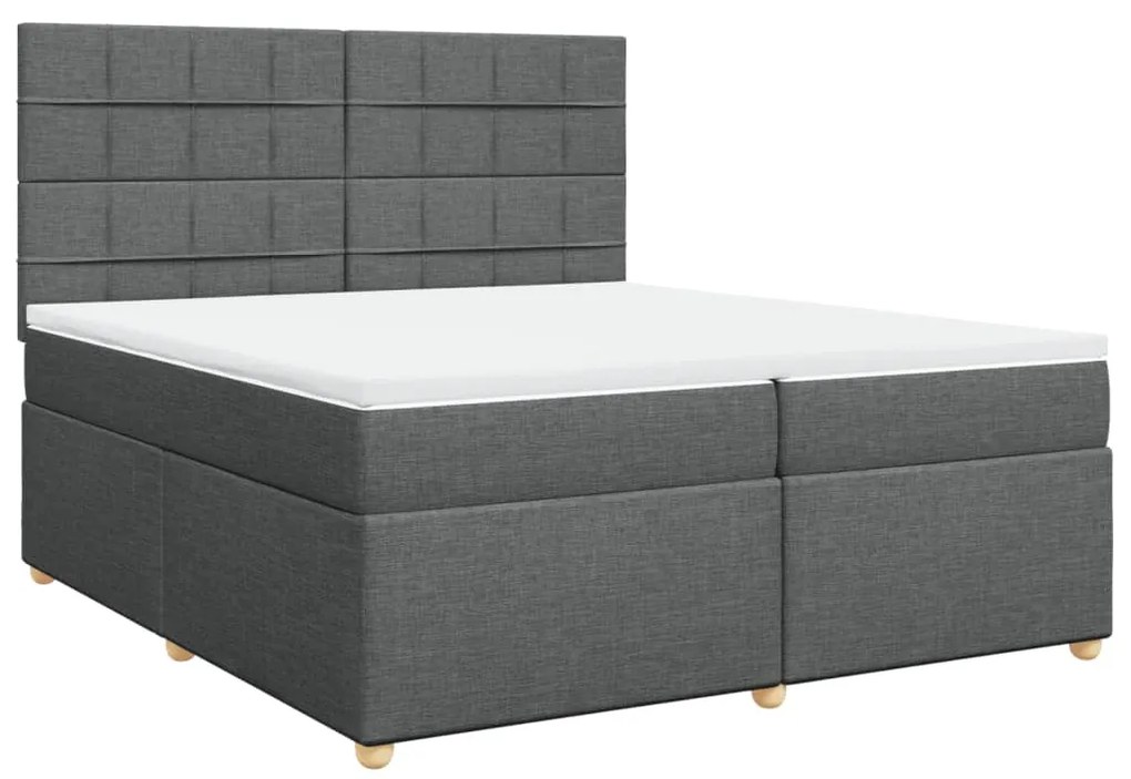 Cama com molas/colchão 200x200 cm tecido cinzento-escuro