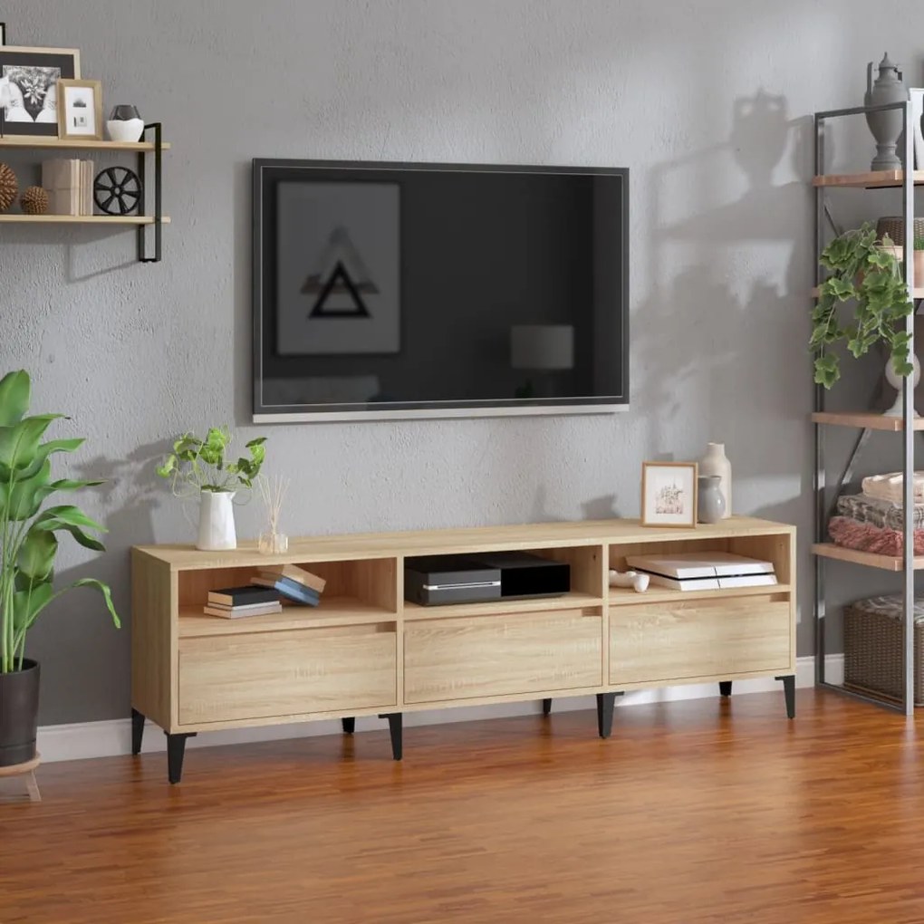 vidaXL Móvel de TV 150x30x44,5 cm derivados de madeira carvalho sonoma
