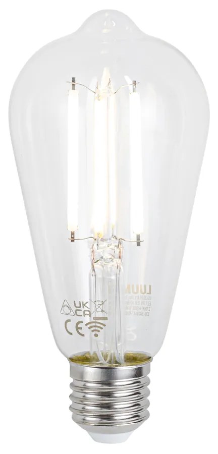 LED Candeeiro de pé inteligente preto com dourado incl. Wifi A60 - Lofty Moderno