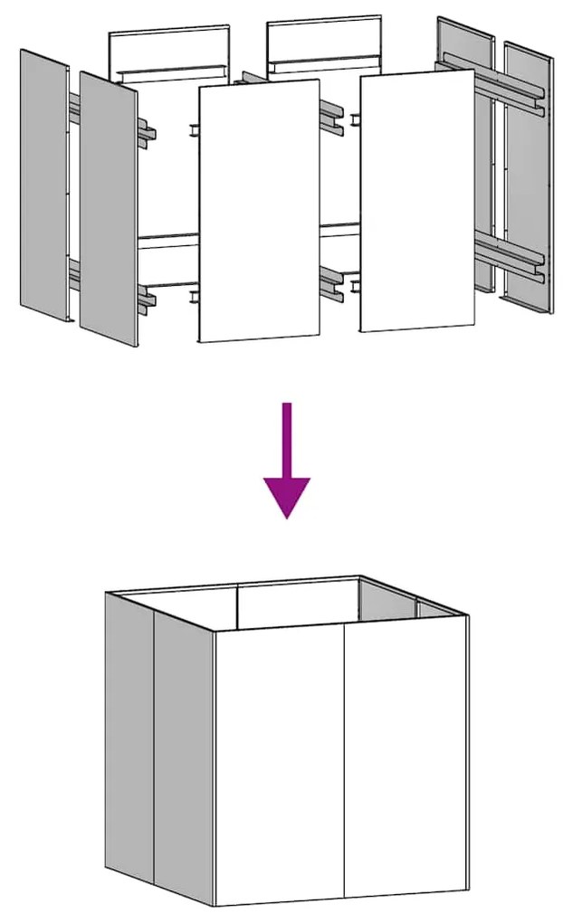 Vaso floreira 80x80x80 cm aço branco