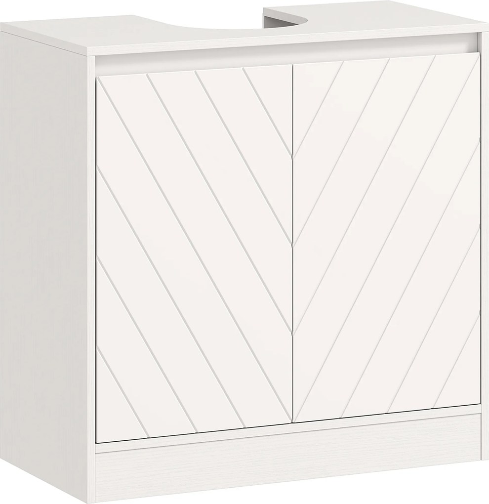 HOMCOM Móvel para Lavatório Pousar com 2 Portas e Prateleira Ajustável para Lavatórios com ou sem Pedestal 60x30x59,8 cm Branco | Aosom Portugal