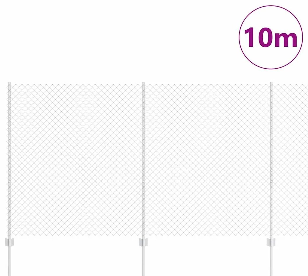 Cerca de Chain Link com 20 U Posts Prateado 1.4x10 m Aço