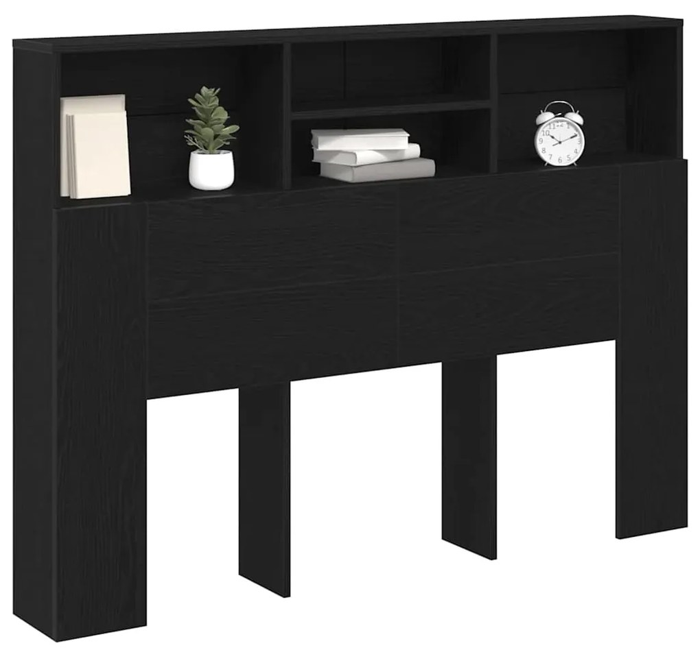 Armário com cabeceira - Carvalho Preto, 140 x 19 x 103,5 cm, feito de