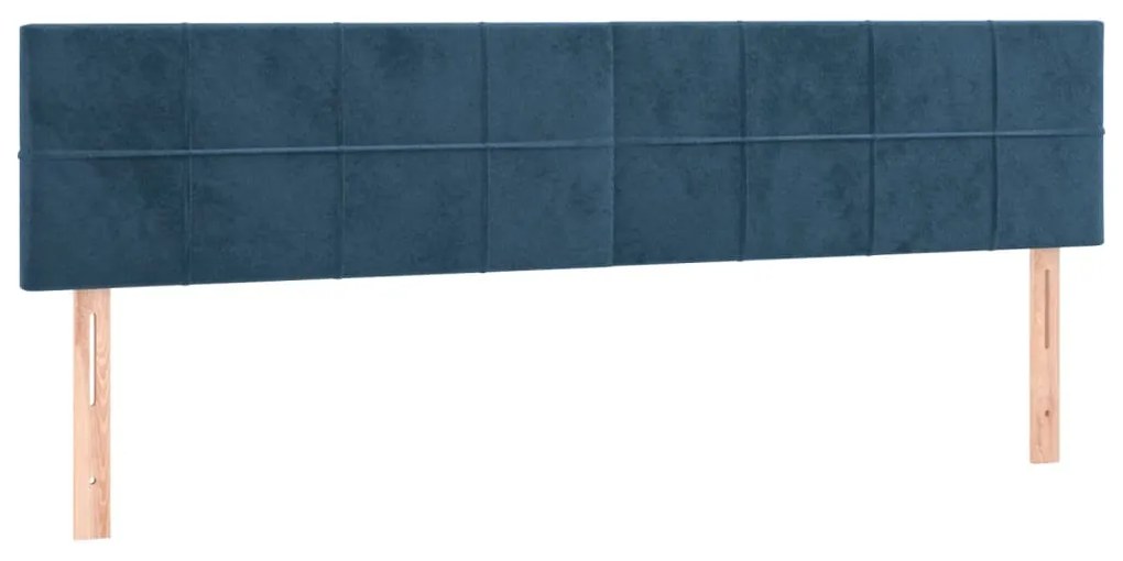 Cama box spring c/ colchão/LED 180x200 cm veludo azul-escuro