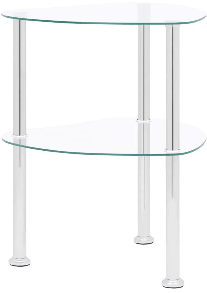 Mesa de apoio c/ duas prateleiras 38x38x50cm vidro transparente