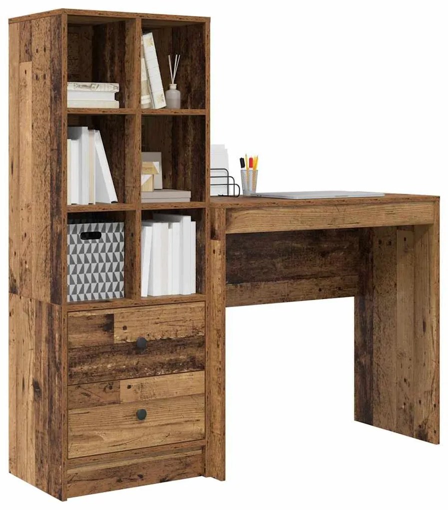 Mesa com Armazenamento Madeira Velha Madeira Composta