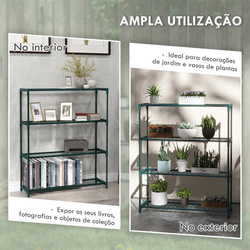 Suporte para Vasos de Plantas em Aço – 89x28x107 cm | 4 Níveis para In