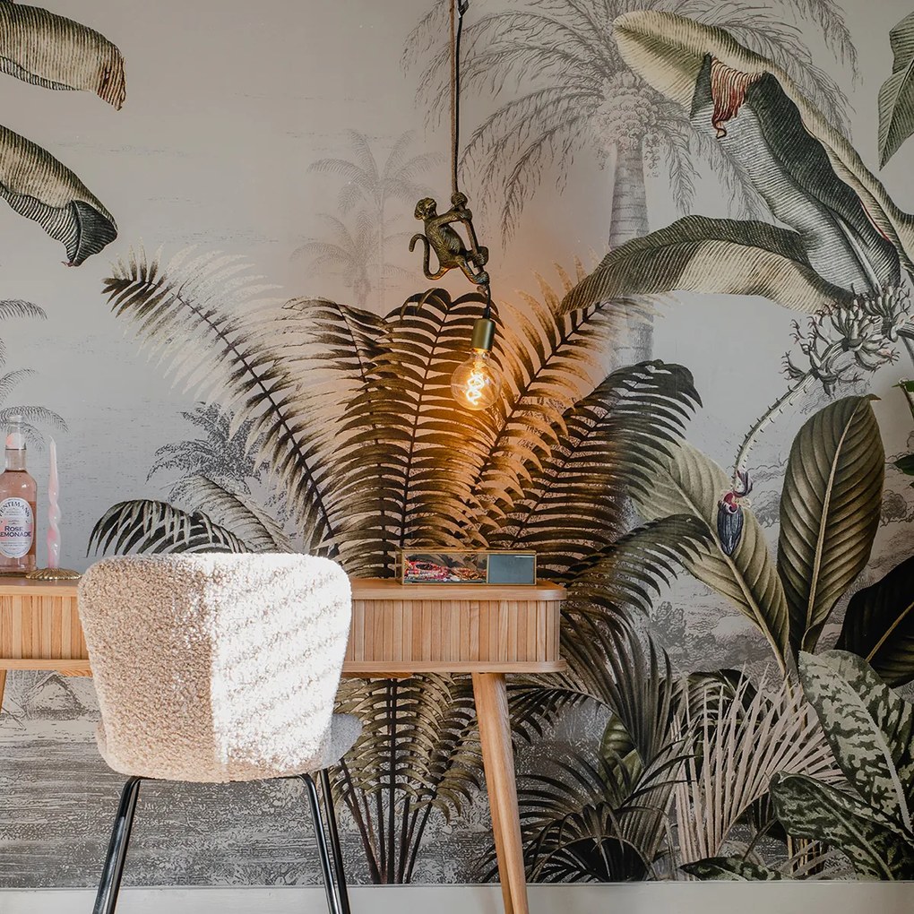 Candeeiro de suspensão vintage dourado - Animal Monkey