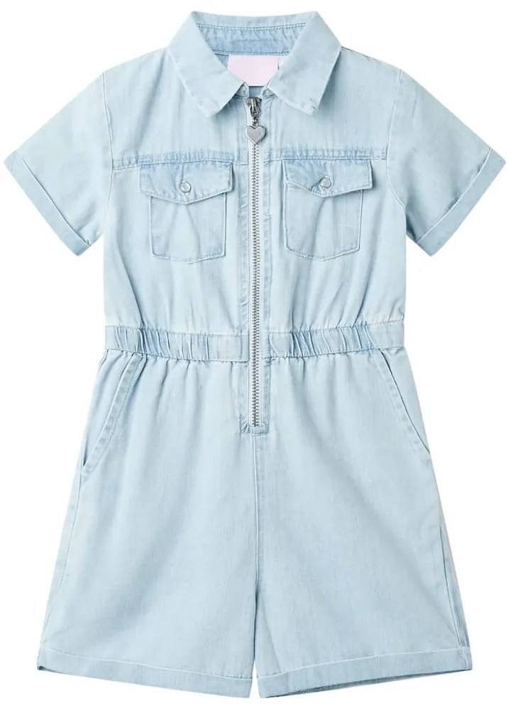 Macacão de manga curta para criança azul-macio 128