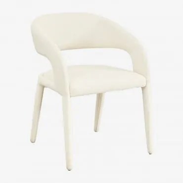 Cadeira De Jantar Estofada Arazeina Com Braços Bouclé Branco - Sklum