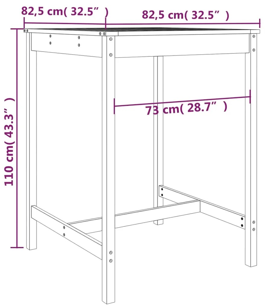 5 pcs conjunto de bar para jardim pinho maciço