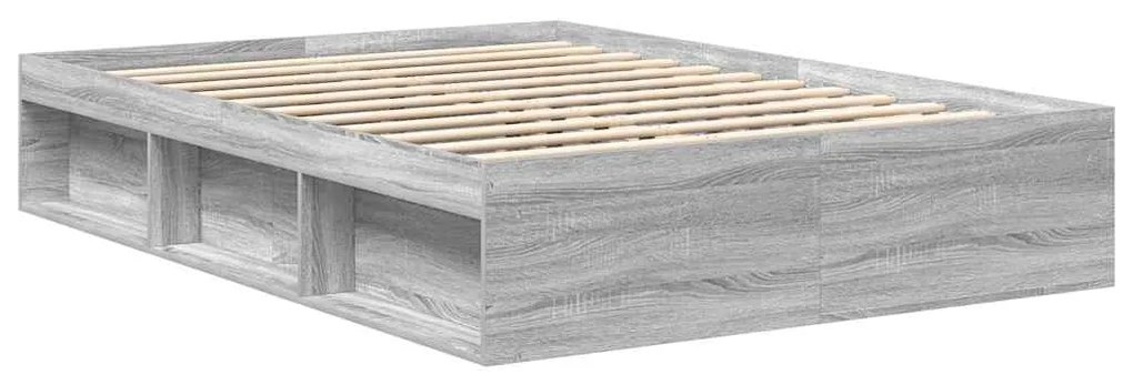 Estrutura de cama de casal 135x190 cm cinzento sonoma