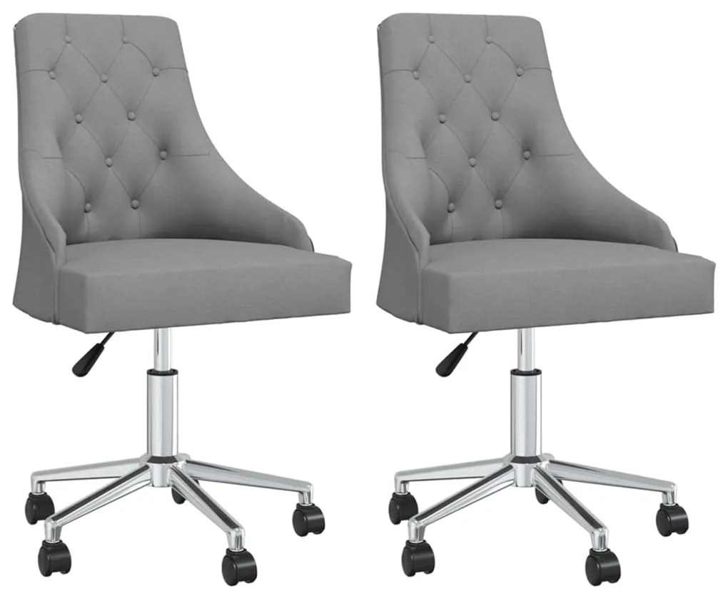 vidaXL Cadeiras de jantar giratórias 2 pcs tecido cinzento-claro