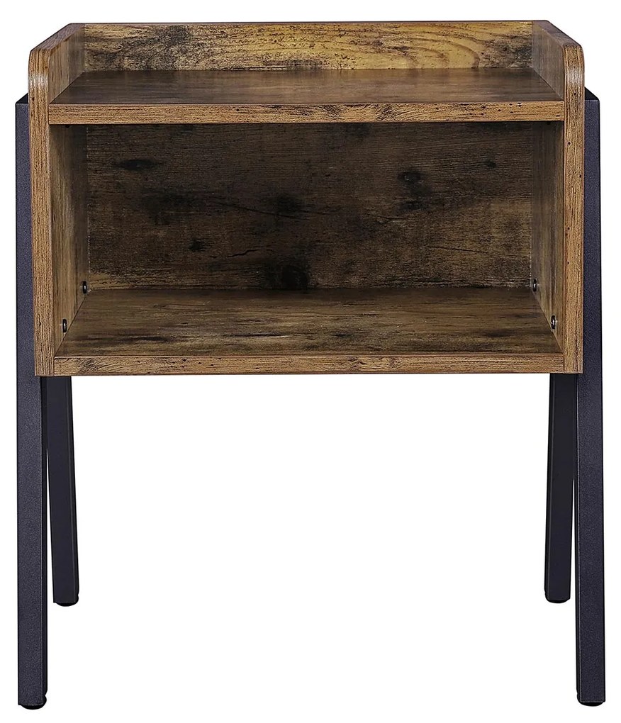 Mesa de cabeçeira ou mesa de apoio de estilo industrial com compartimento grande 42 x 52 x 35 cm Castanho Vintage-preto