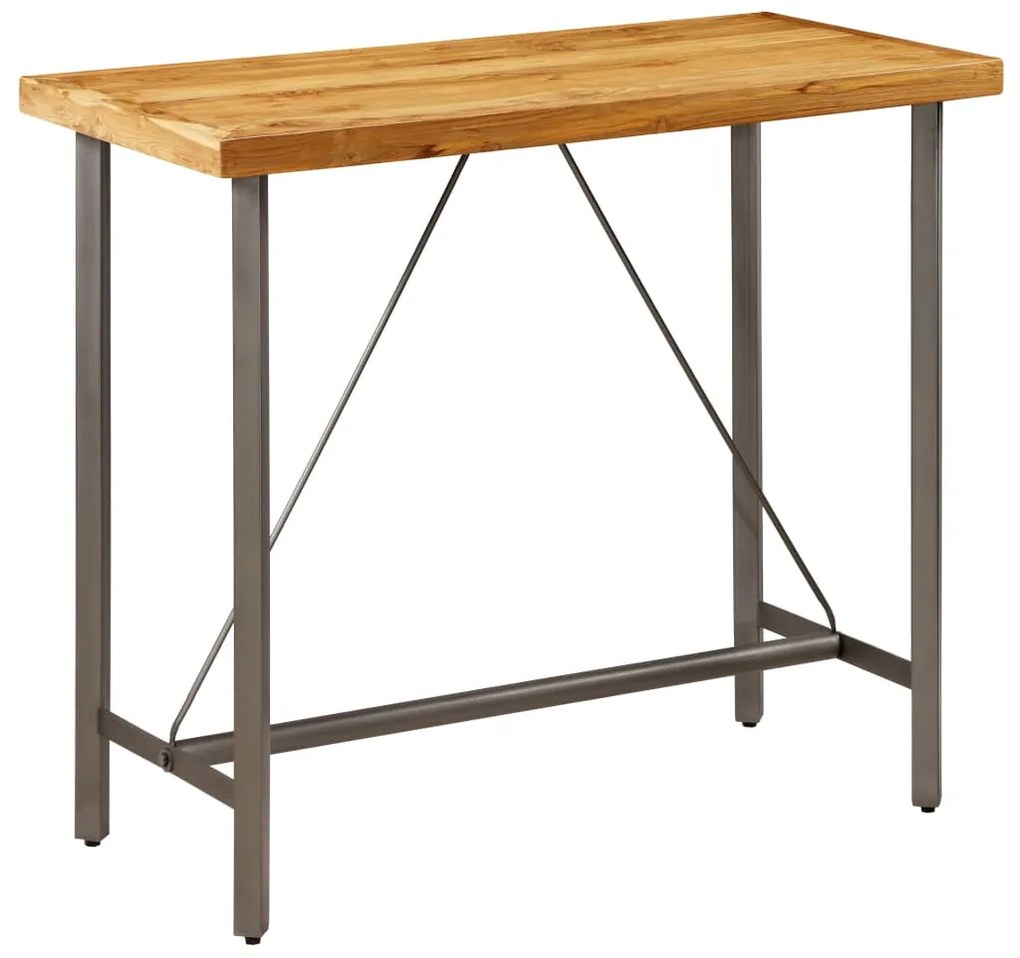 Mesa de bar em madeira de teca recuperada maciça 120x58x106 cm