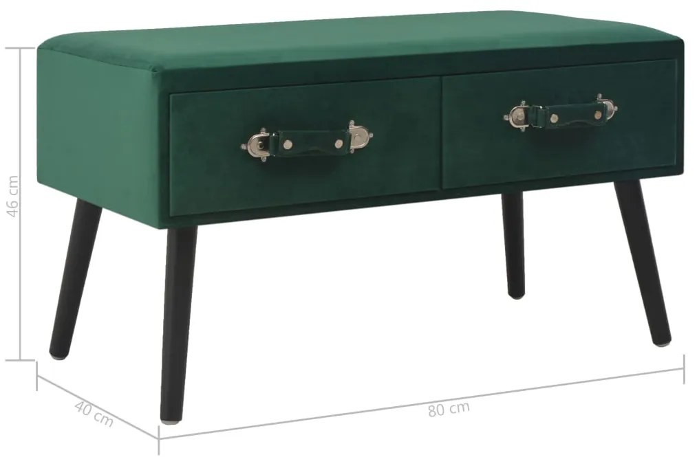 Banco com gavetas 80 cm veludo verde
