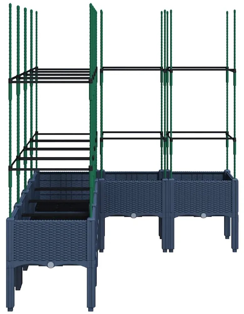 Vaso/floreira de jardim c/ treliça 160x120x142,5 cm PP cinzento azul