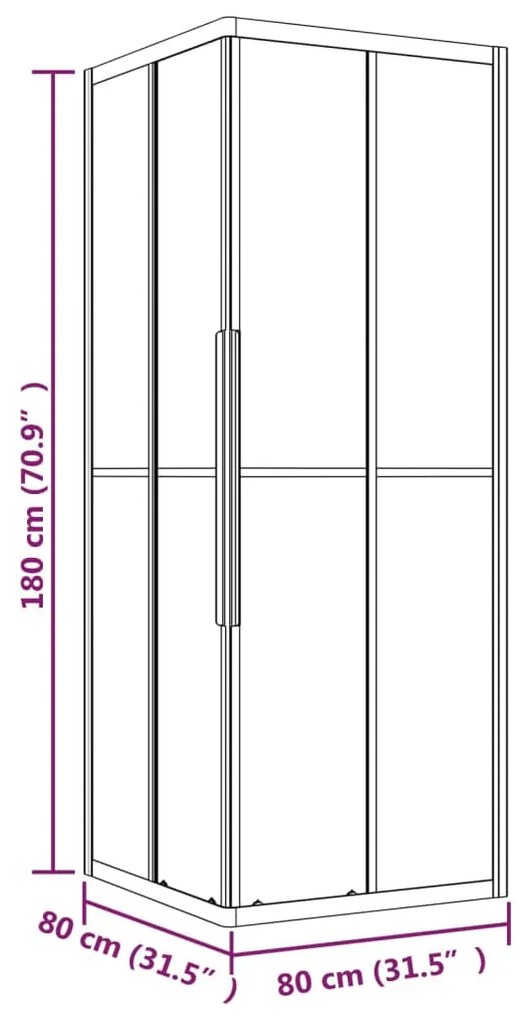 Cabine de duche riscas ESG 80x80x180 cm preto