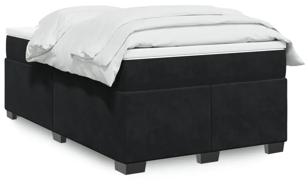 Cama boxspring com colchão 120x190 cm veludo preto