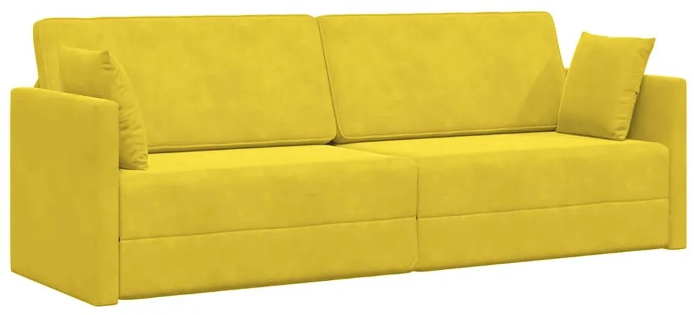 Sofá-Cama de Chão 2 em 1 Amarelo 213x144x60 cm Veludo