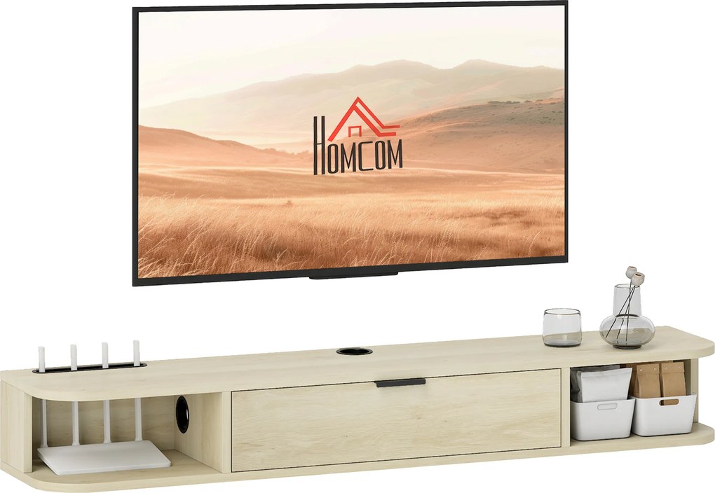 Móvel de TV Suspenso com Orifício para Cabos Estilo Moderno para Televisão 50 Polegadas 120x24x16 cm Madeira