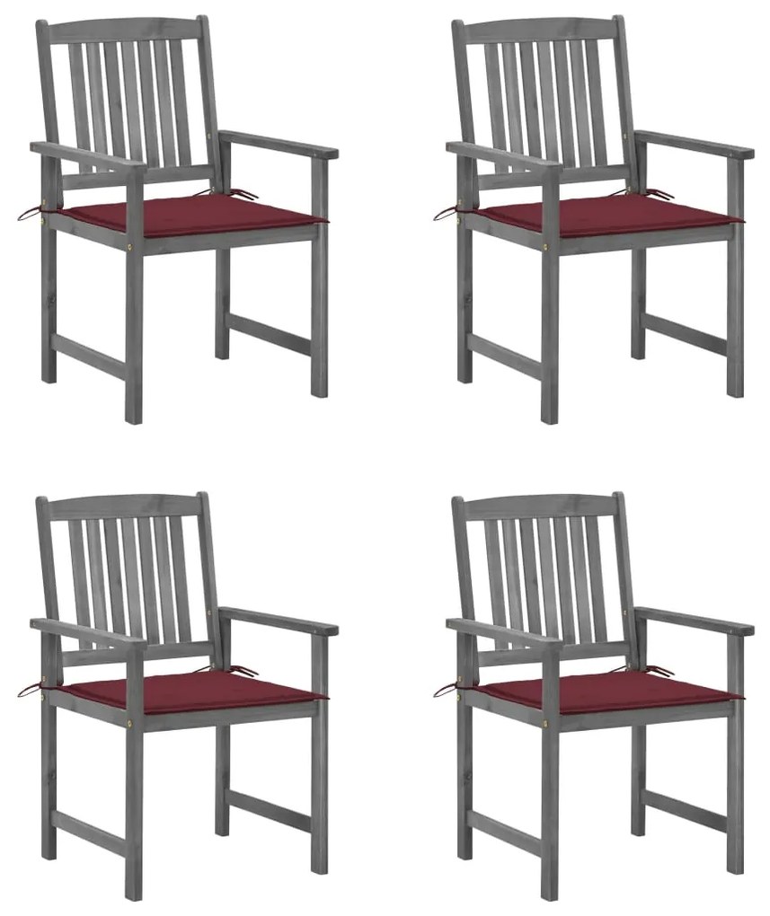 vidaXL Cadeiras de jardim com almofadões 4 pcs acácia maciça cinza