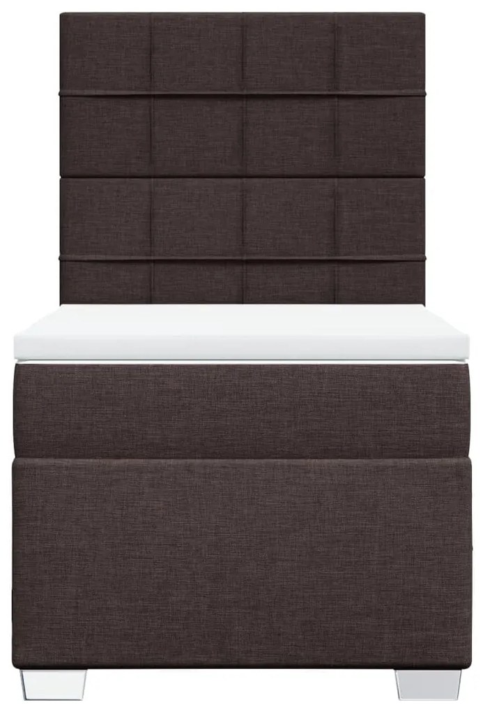Cama com molas/colchão 100x200 cm tecido castanho-escuro