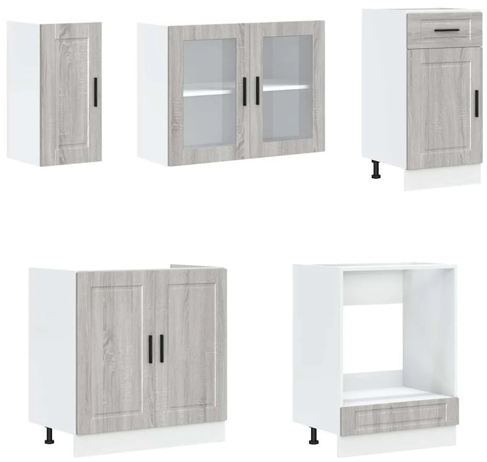 8 peças armário de cozinha conjunto Kalmar cinza sonoma