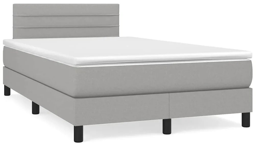 Cama boxspring com colchão 120x190 cm tecido cinzento-claro