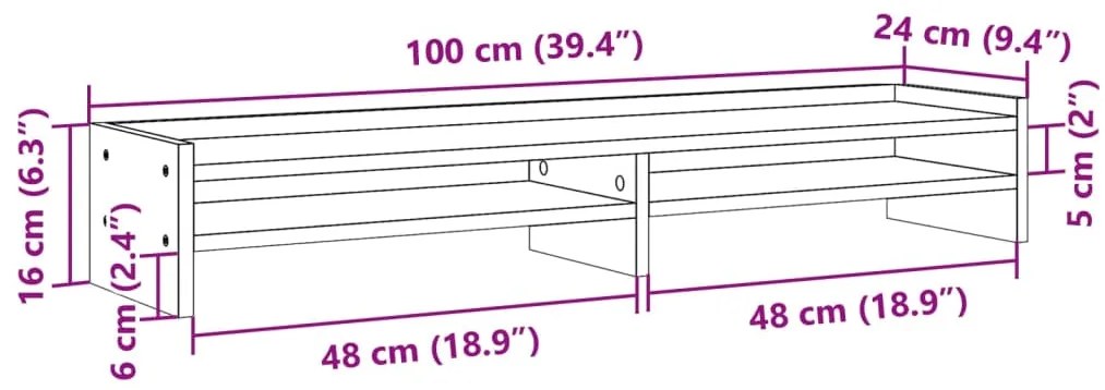 Suporte para monitor 100x24x16 cm derivados de madeira branco