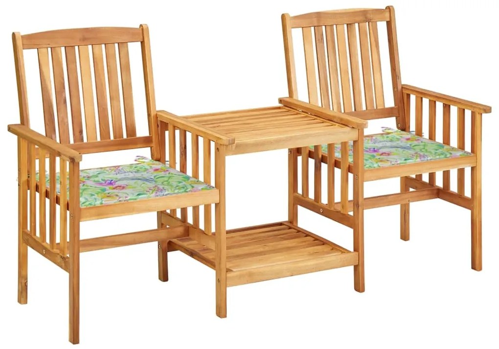 3061287 vidaXL Cadeiras de jardim c/ mesa de centro e almofadões acácia maciça