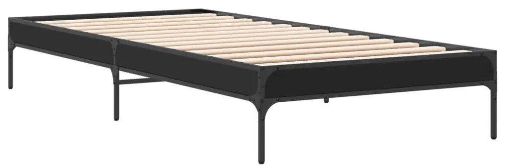 Estrutura de cama 75x190 cm derivados de madeira e metal preto
