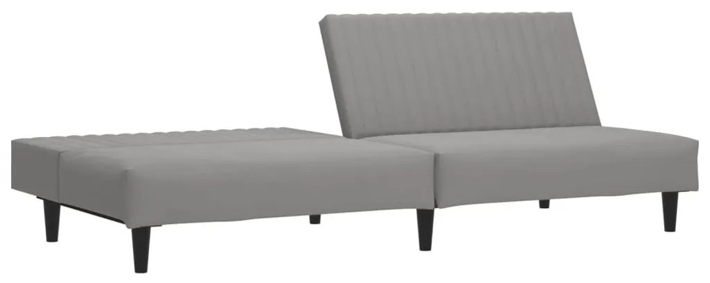 Sofá-cama de 2 lugares veludo cinzento-claro