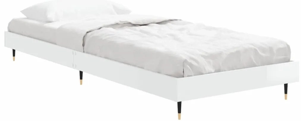 Estrutura cama 75x190 cm derivados de madeira branco brilhante