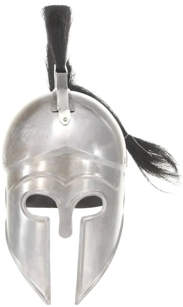 Capacete de soldado grego réplica LARP aço prateado