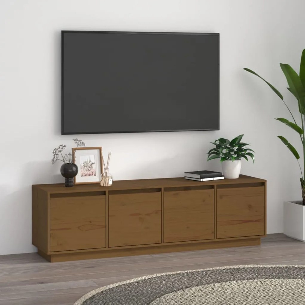 vidaXL Móvel de TV 156x37x45 cm madeira de pinho maciça castanho-mel